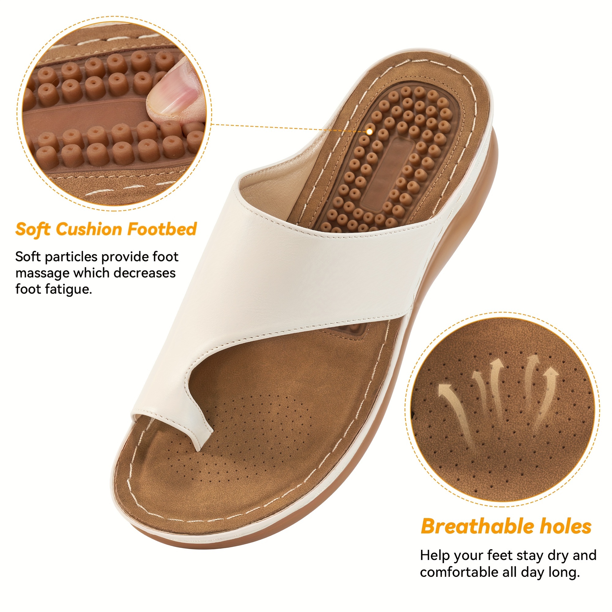 

Women's Massage Wedge Slides, Comfy Toe Loop Slip On Slide Sandals, Casual Outdoor Arch Support Sandals