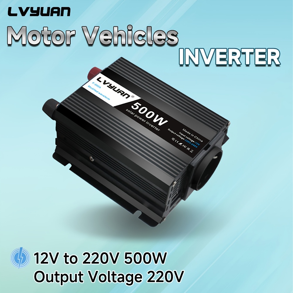 Lvyuan Sine Wave Inverter 500w With Voltage Converter 12v To Ac 230v/ Car Inverter With Euro Socket And 2 Usb Ports, . Car Car Plug Plug Car Battery Clip