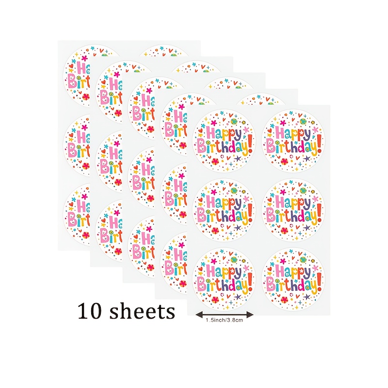 TEMU 10 Sheets Per Pack, 1.5in/3.8cm Per Sticker, 60 Stickers Per Pack - Happy Birthday Stickers - Birthday Atmosphere Stickers - Birthday Gift