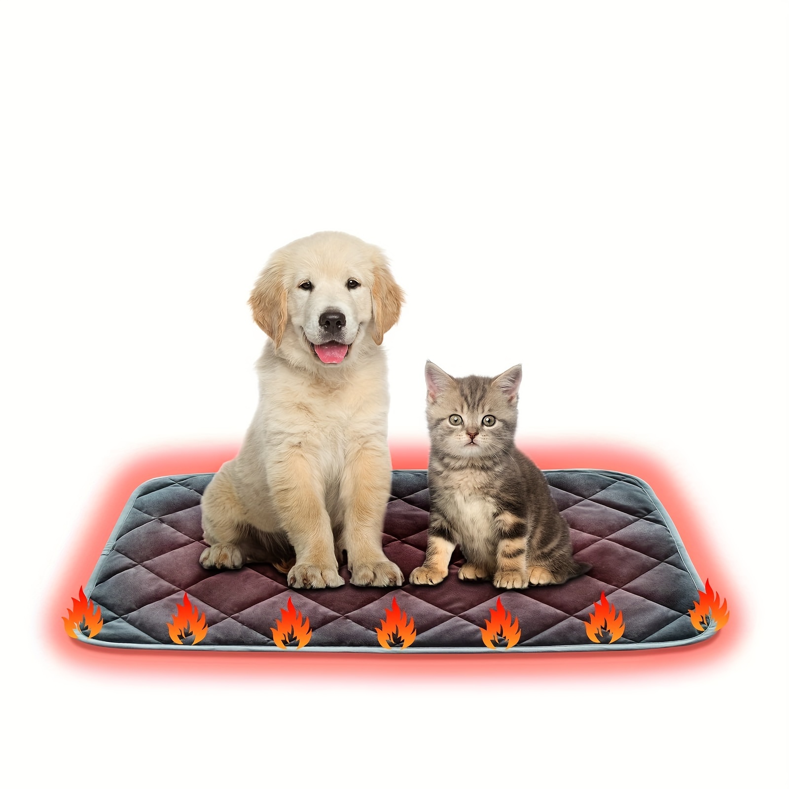 TEMU Self-heating Pet Bed Mat, Plush Polyester Pad With Anti-slip Bottom, Washable, Cotton-filled, Ideal For Dogs Of All Breeds & Sizes, Includes 1 Piece (40x50cm)