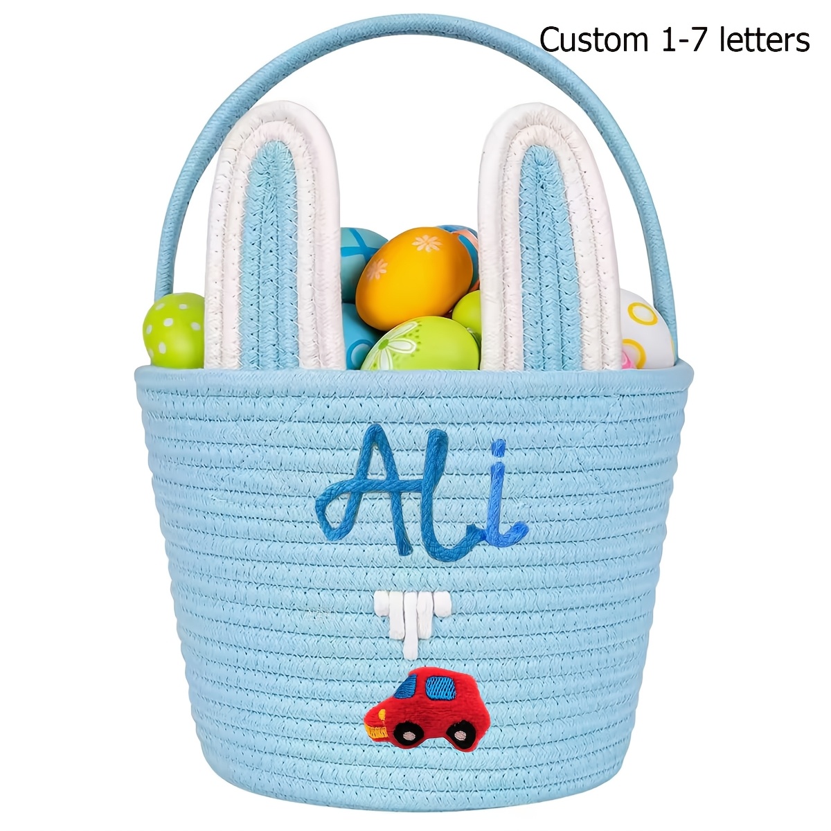 Personalized Custom Name Woven Rabbit Storage Basket