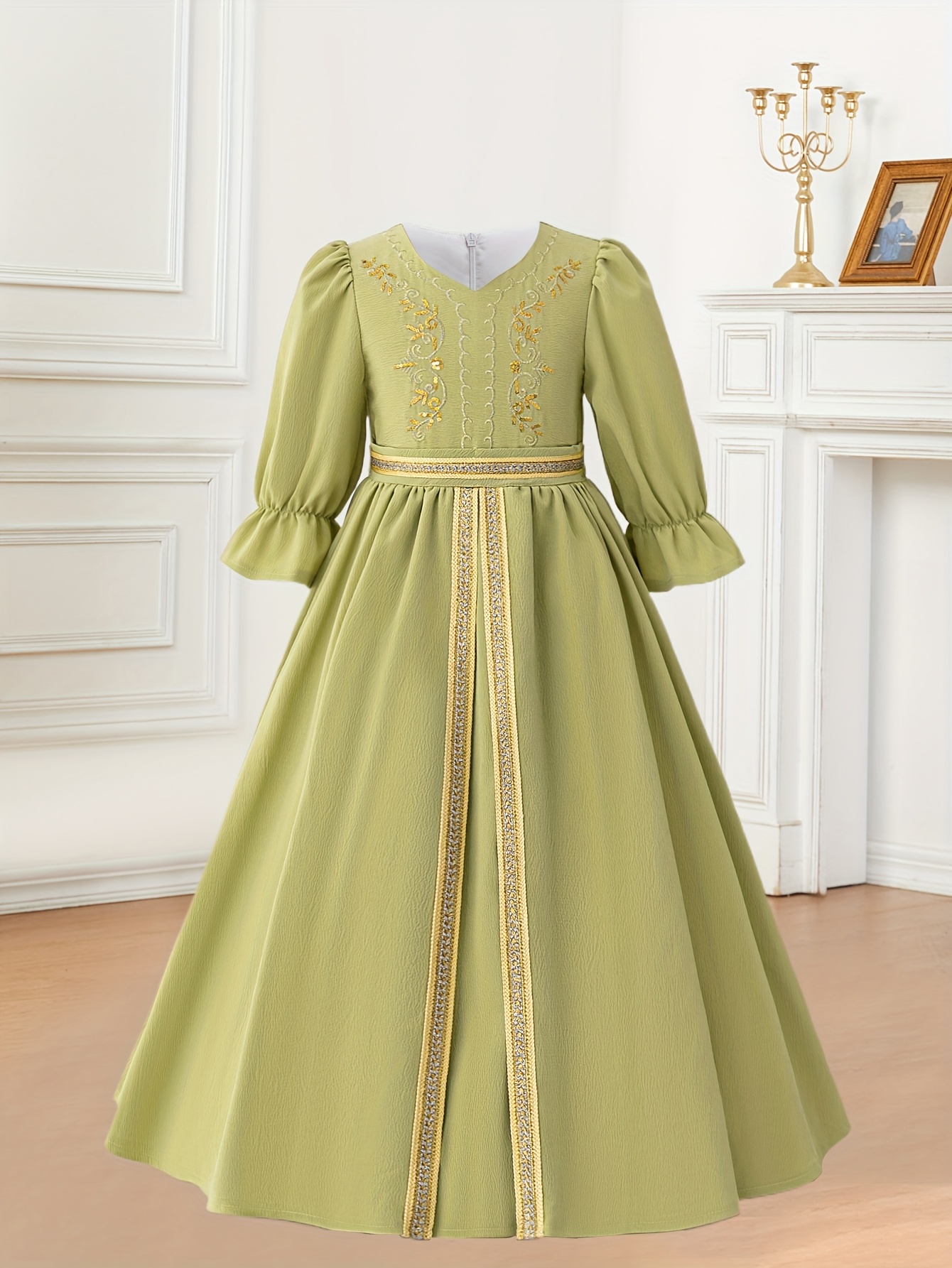 eid modest princess dress kaftan long dress for girls - kids' fashion - Temu
