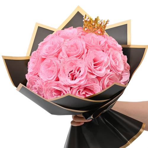 glitter blue rose bouquet 24 diy roses with 6 golden butterflies anniversaries engagements weddings