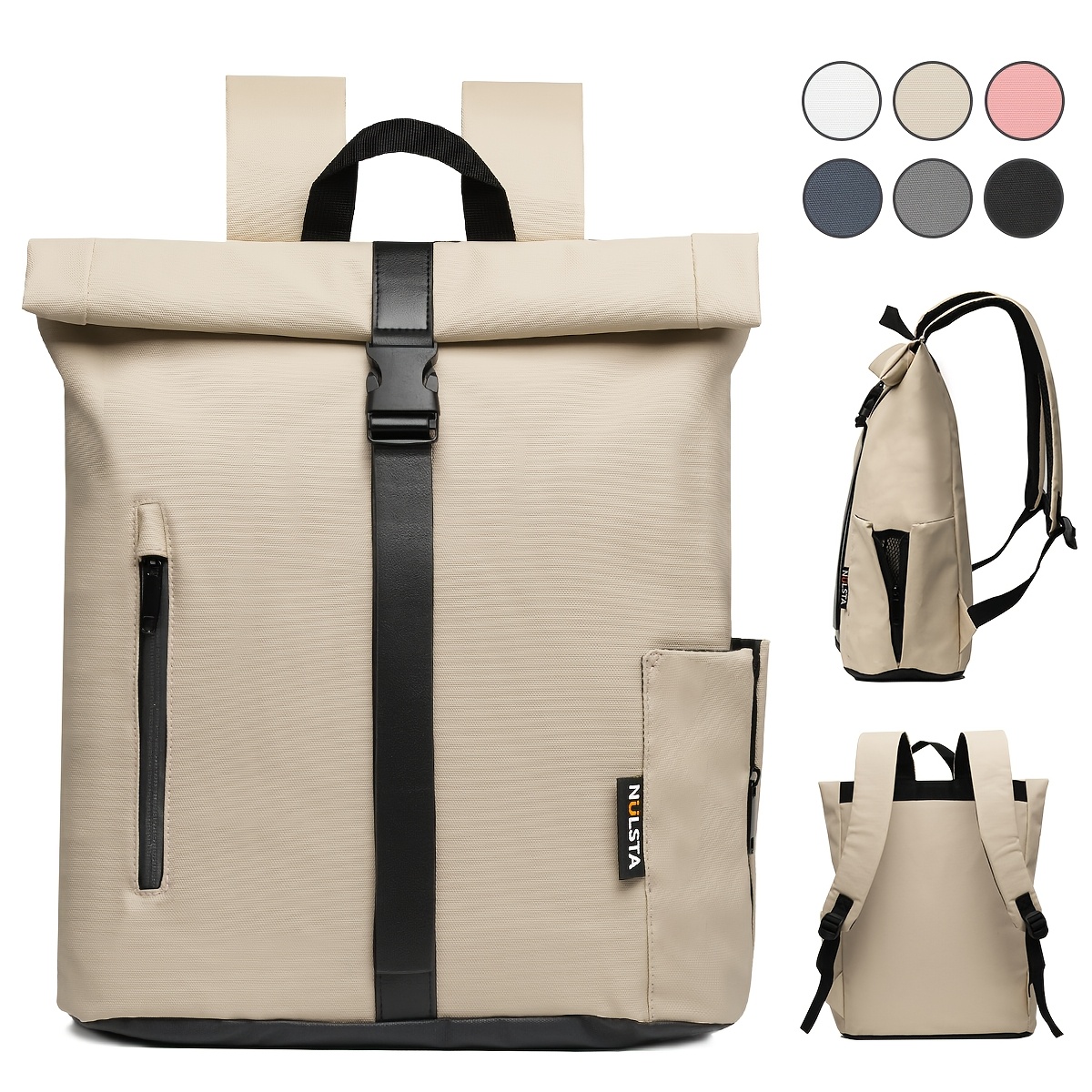 TEMU Mochila Rolltop de 20-26L para , Mochila Expandible para Laptop de 15.6 Pulgadas, Mochila de Día de Tela Recubierta 900D, para Viajes y