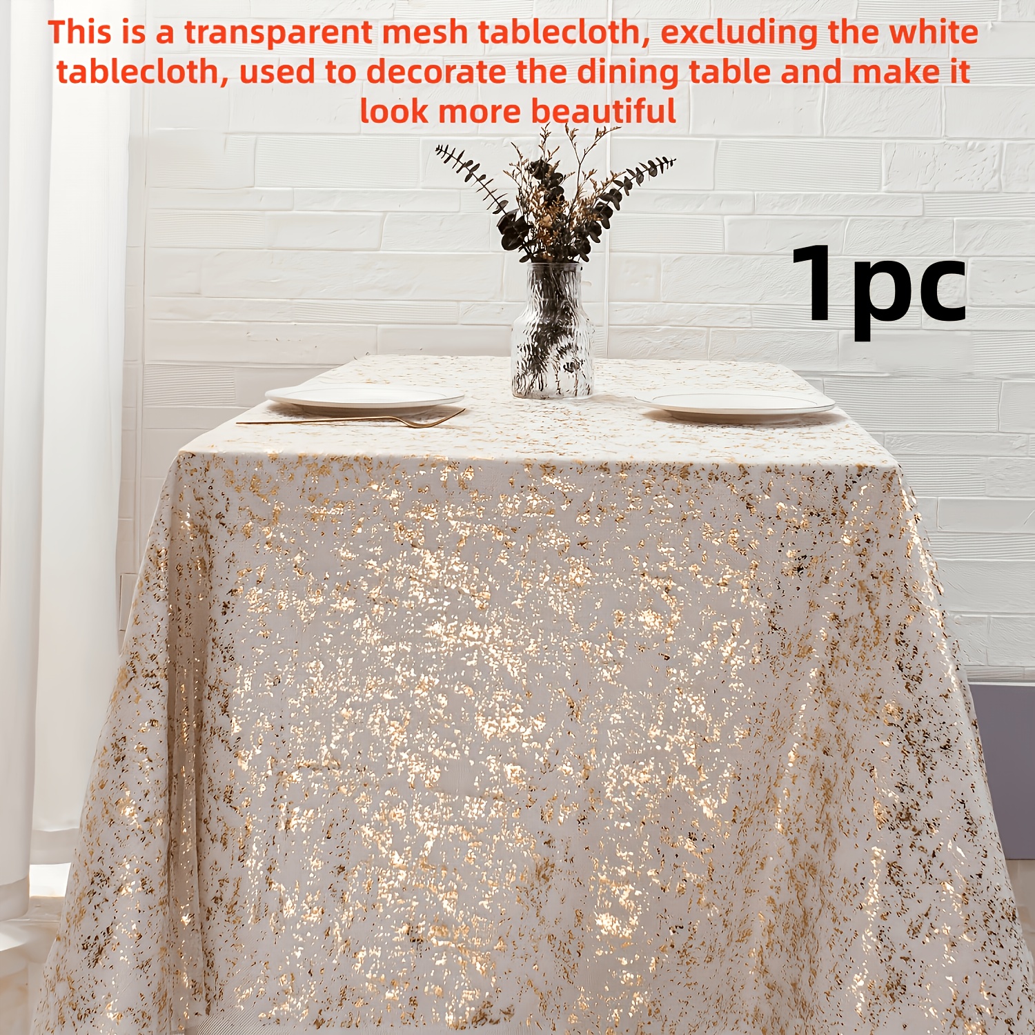 E-shop 140x220cm goldene Glitzer-Netz-Tischdecke, für Hochzeiten, Brautpartys, Geburtstagsfeiern, Valentinstag, Neujahrs-Tischdekoration, Event-