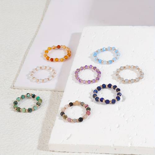 1pc natural stone bead personalized easy all match elastic ring women