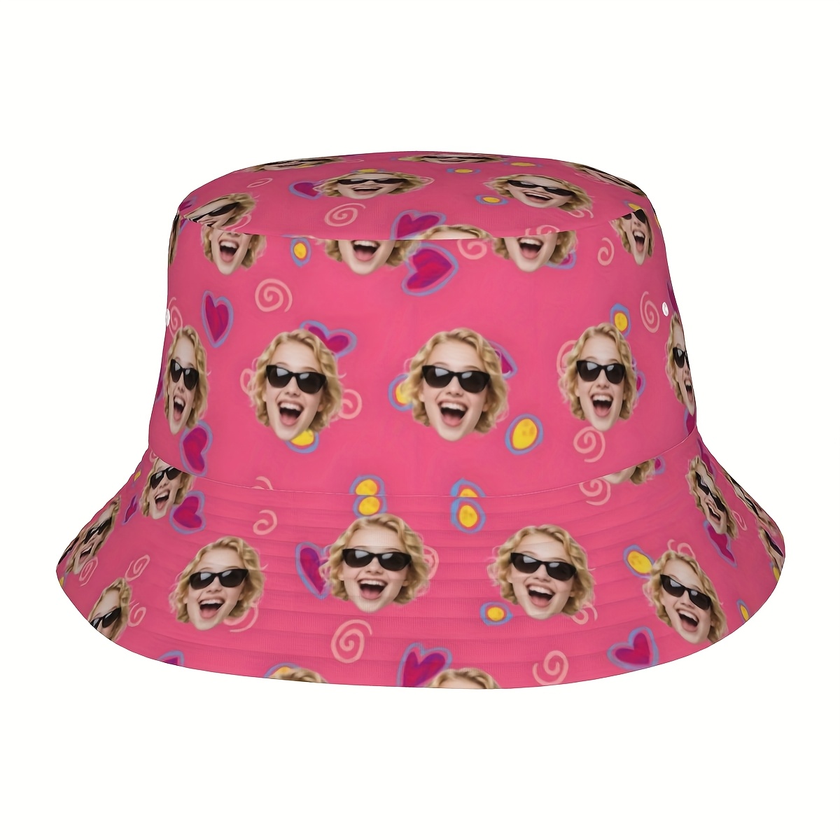 TEMU Custom Hat - Personalized Beach Hat With Your Photo Feature, Machine Washable Street Style Summer Hat For Bachelorette Party, Christmas,