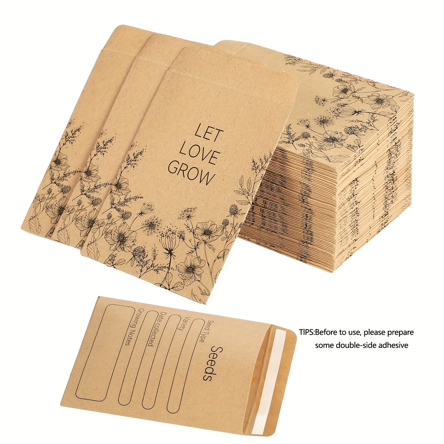 

50/100pcs Small Seeds Envelopes 3.15 X 2.36 In Seed Packets Envelopes Seed Envelopes With Preprinted Small Envelope Collecting Template For Seeds Storage, 3.15 X 2.36in