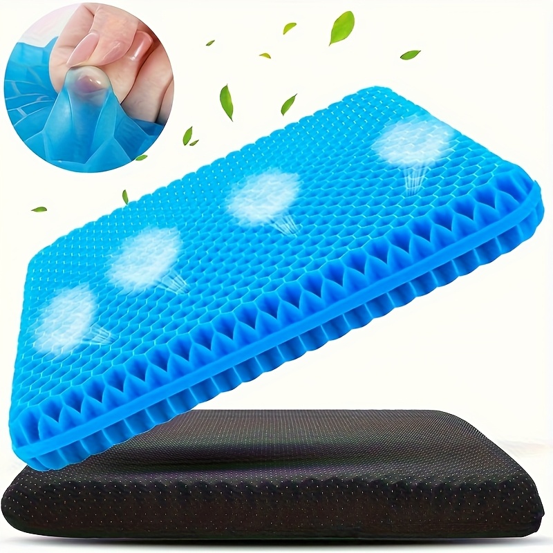 extra large gel honeycomb seat cushion with fabric cover - soft breathable non-slip cooling gel pad for wheelchairs, cars, office - reduces sweating and pressure  ,   use,   accessory, honeycomb pattern,  able padding 0
