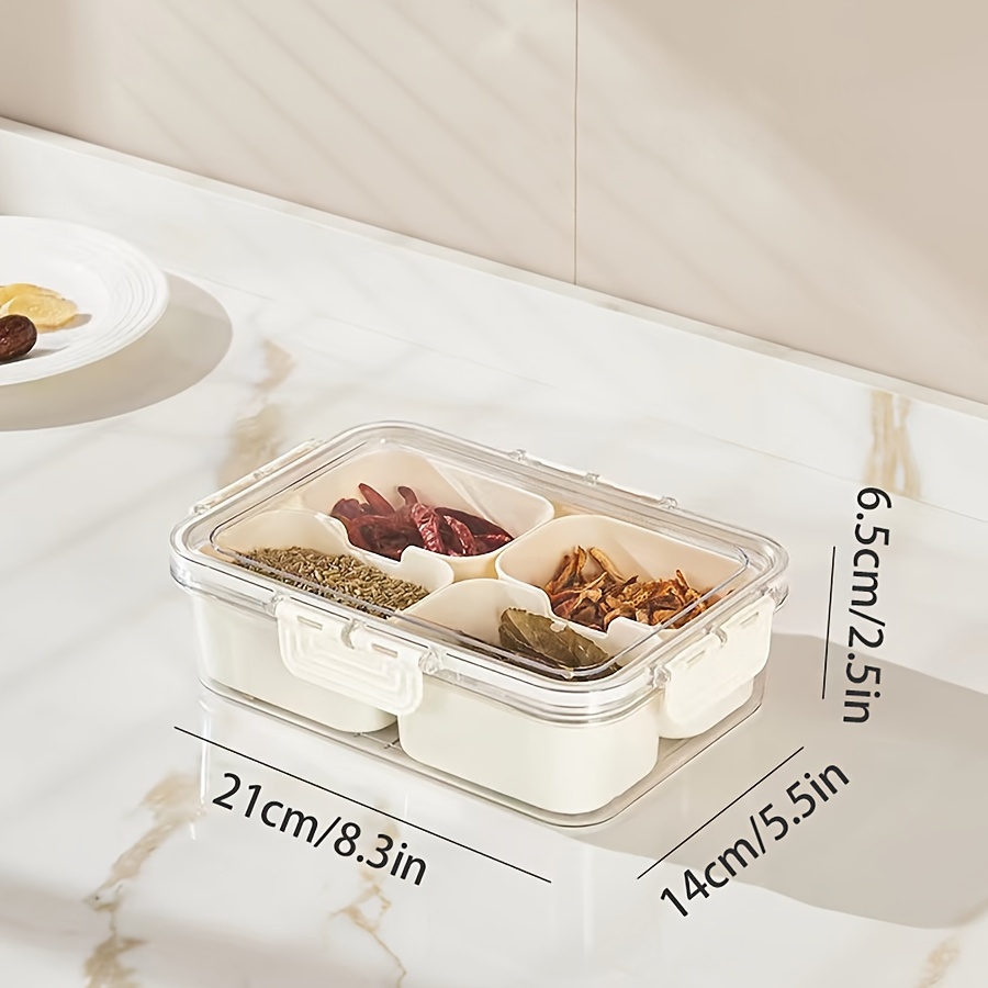Image of Divided Serving Tray With Lid, Food Storage Container, Snack Box, 8-compartment Snack Containers, Fruit Storage Containers For Fridge, Storage Organizer For Veggie, Fruit, Candy