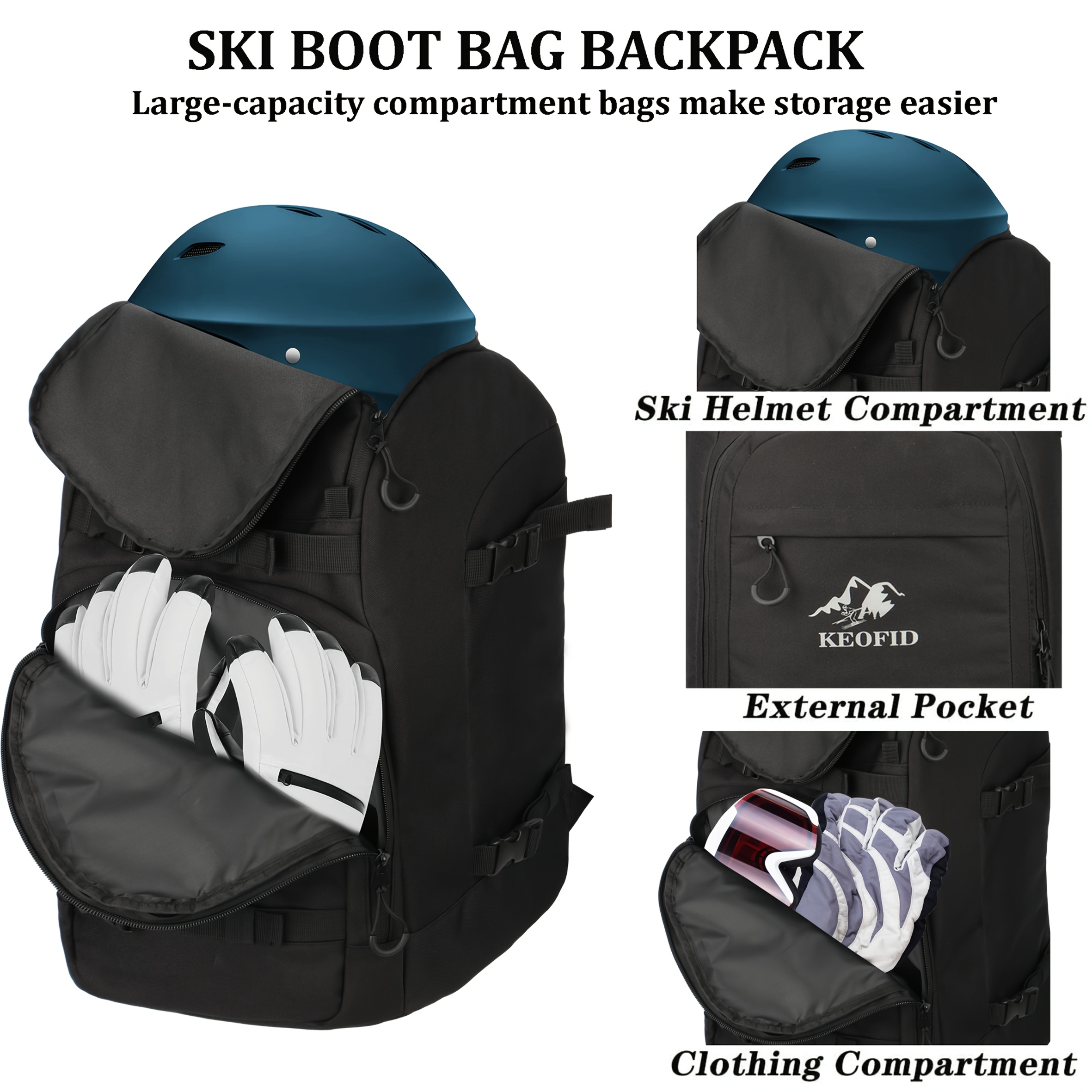Skiing Boots Bag, Snowboard Boots Backpack For Skiing Helmet, Goggles, Gloves, Snowboard Accessories - 1pc