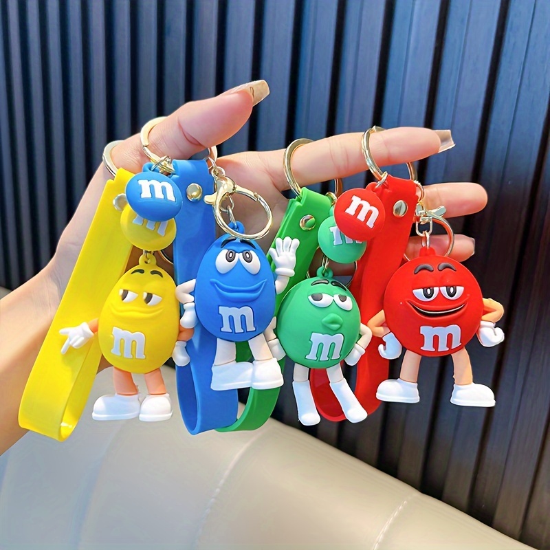 

M&m's Cartoon Character Keychains, Colorful Silicone Alphabet Letter Key Rings For Bags & Keys, Fun Novelty Accessories