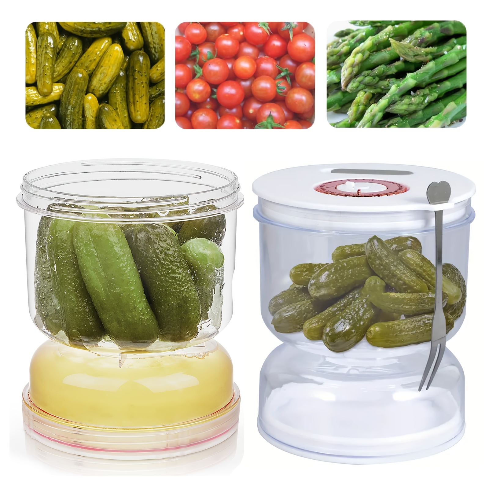 TEMU 2 Pcs Pickle Jar Food Containers, Pickles Jars Dry Wet Dispenser Food Container, Separator Jar Flip For Olive, ,