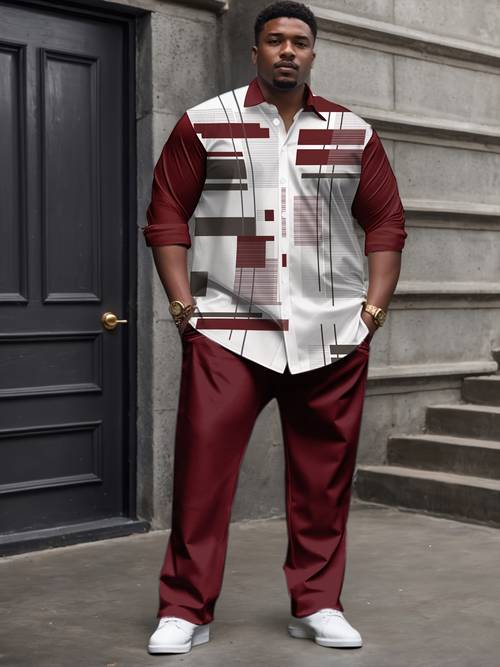 plus size mens knit shirt set plus size