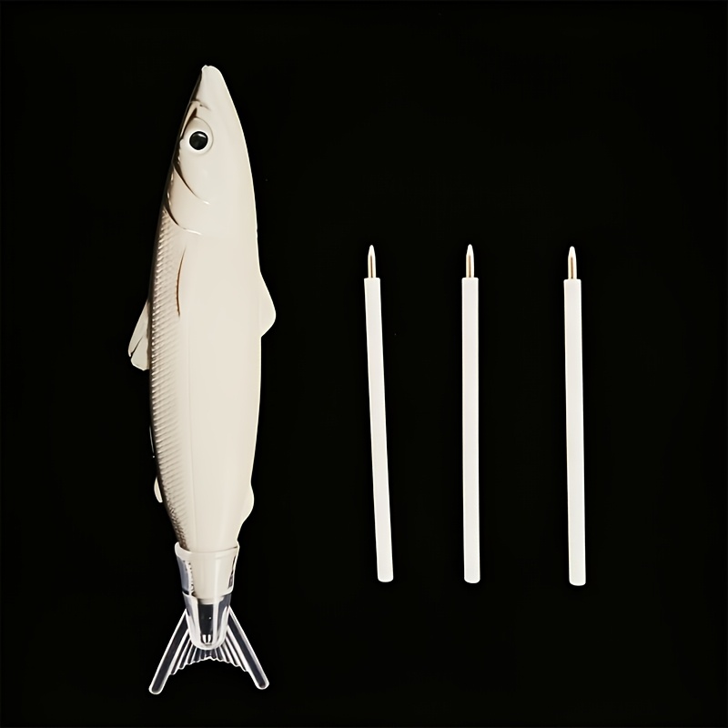 TEMU 1 Stylo + 3 Recharges, Stylo Gel Créatif Fantaisiste de Poisson , Noir