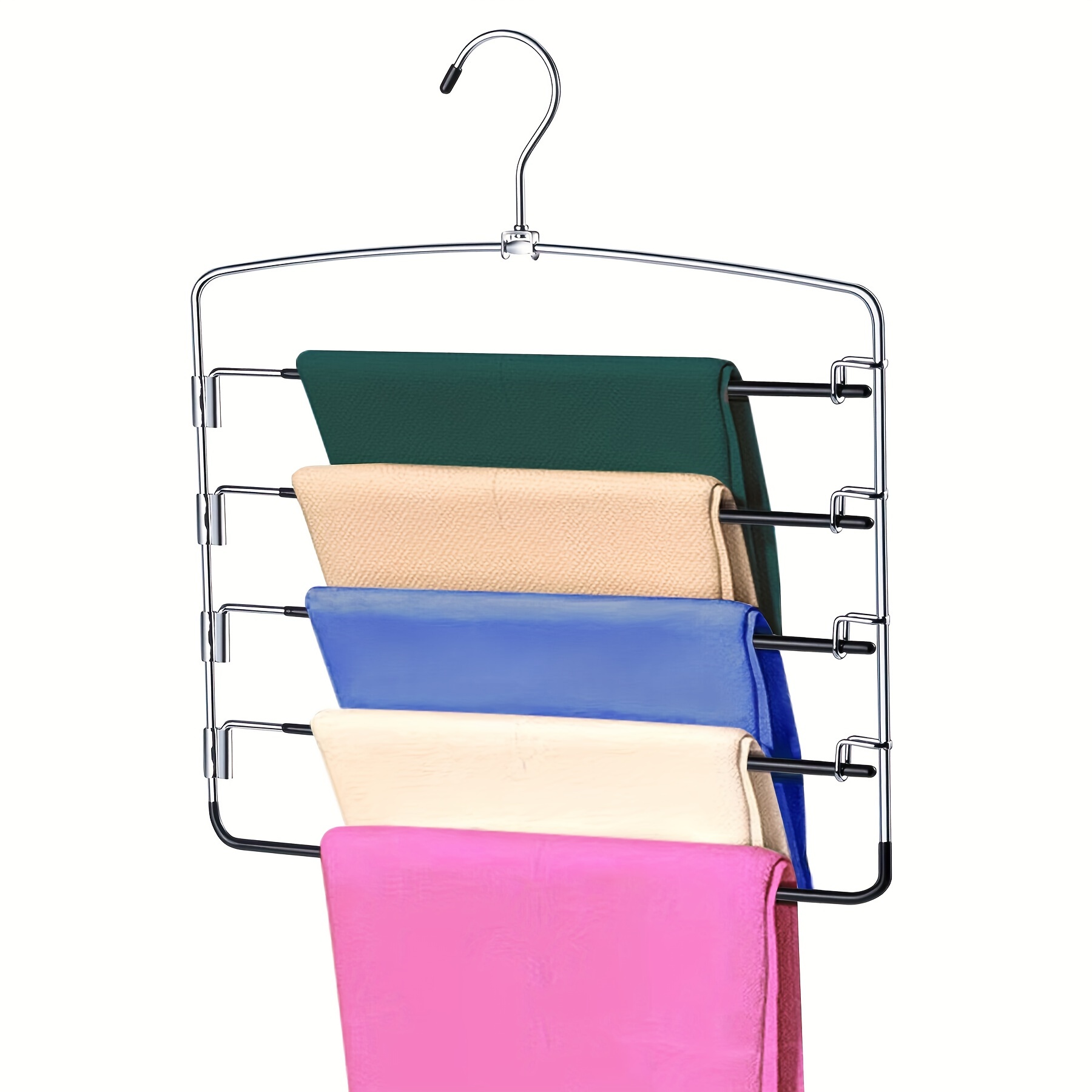 

1pc Multi-layer Non-slip Metal Belt Hanger, Durable Clothes Rack For Ties, Pants, Scarves, Jeans, Trouser, Household Space Saving Organizer For Closet, Wardrobe, Home, Dorm