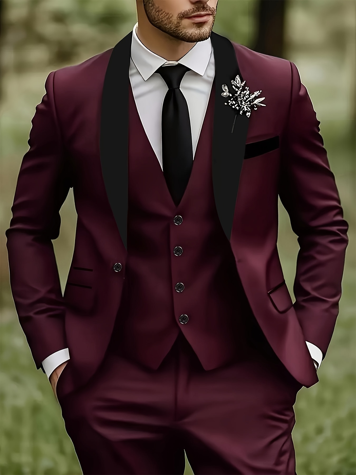 Ensemble trois pièces grande taille pour homme, veste de costume + gilet + pantalon de costume, costume amincissant et cranté, tenue formelle professionnelle d'affaires haut de gamme, robe de mariage pour photo de mariage, marié, banquet, hôte de scène, convient pour les trajets quotidiens au travail, réunion annuelle, fête