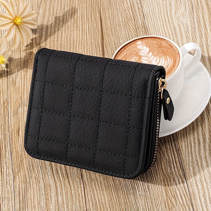 1 Pc Mini Minimalist Short Wallet, Solid Color Zipper Around Coin Purse, Versatile Credit Card Holder