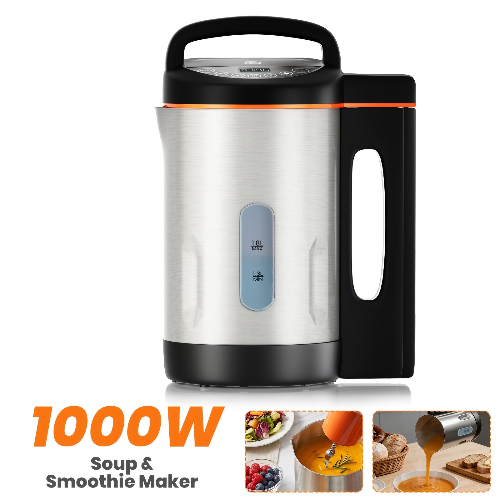 Superlex 1.3-1.8l 4-in-1 Automatic Soup Maker, 800-1000w Heating Power With 304 Stainless Steel Inner Tank, 25 Fast Soup Cooking & Easy-to-