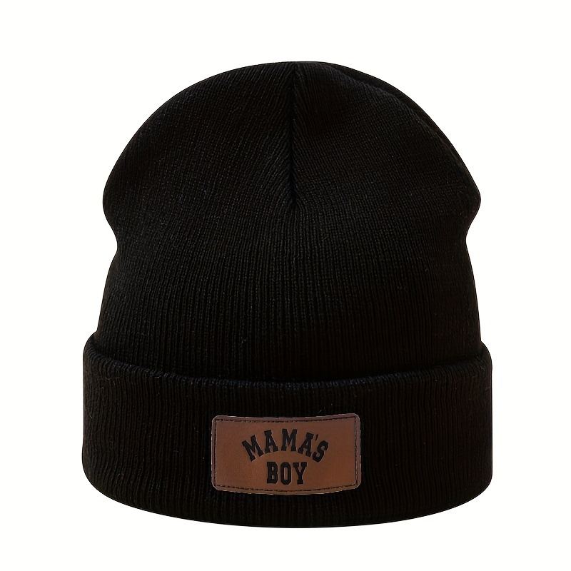 TEMU Label Knit Hat Autumn Winter Outdoor Sports Casual Warm Beanie Riding Ear Protection Windproof