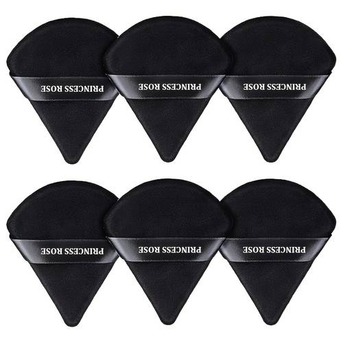 rose princess black triangular velour puff 6pcs set for eyes loose powder body use
