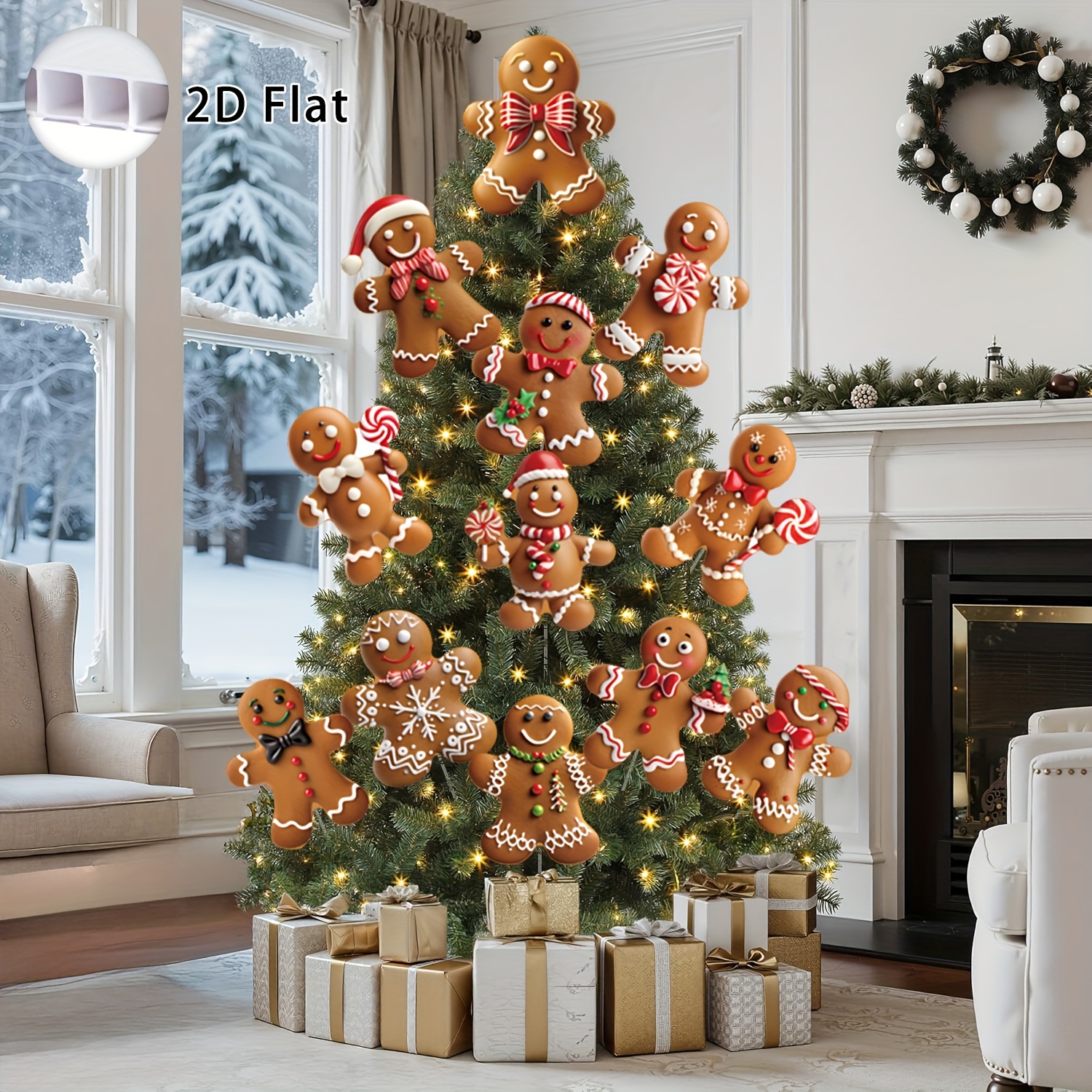 TEMU (2d Flat) 12pcs Christmas Hanging Gingerbread For Man Ornaments, Christmas Tree Decorations, Indoor Christmas Decoration Tree Ornaments, Cute