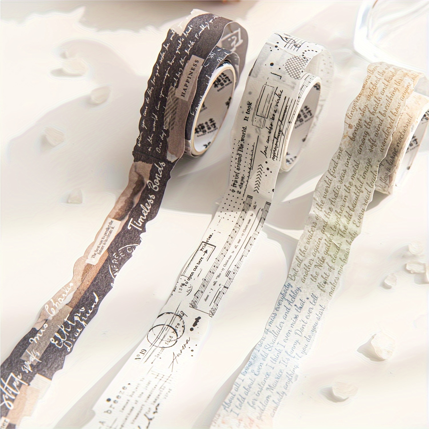 

1pc Vintage-inspired Washi Tape, Distressed Design With Musical Notes & Letters - Ideal For Scrapbooking, Journaling & Crafting Projects, Tape