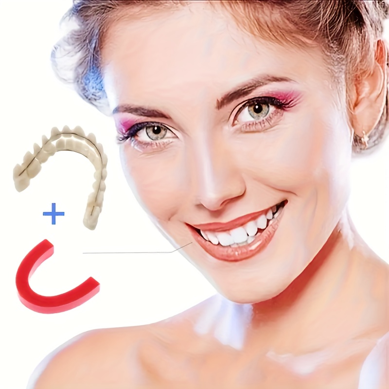 1 Pair Natural Colored Resin Teeth And 1pc Wax - , Suitable For All Tooth Shapes, Ideal For Occasions