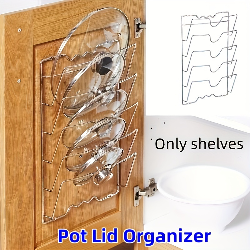 

1pc Multifunctional Kitchen Pot And Lid Rack Wall-mounted Storage Rack Cutting Board Storage Rack