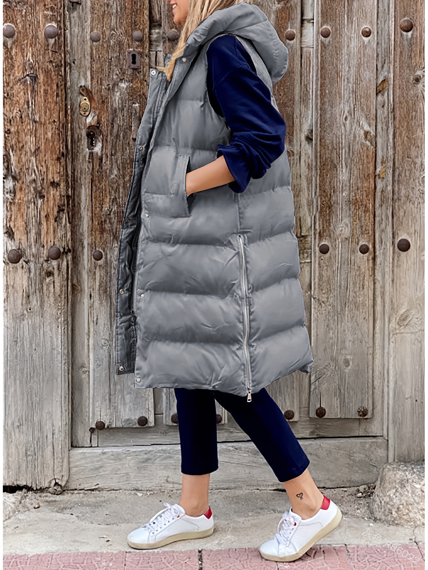womens elegant red hooded vest thick sleeveless winter coat Temu