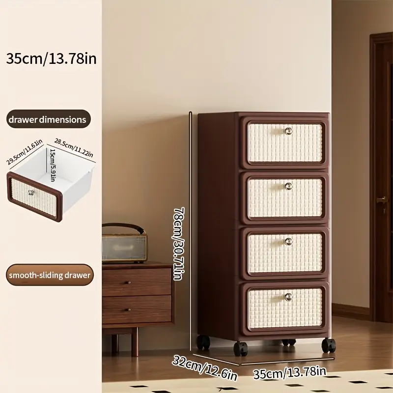 brown plastic dresser 296 Plastic Drawer Unit 4 Tiers Brown 37.5x45.5x90cm