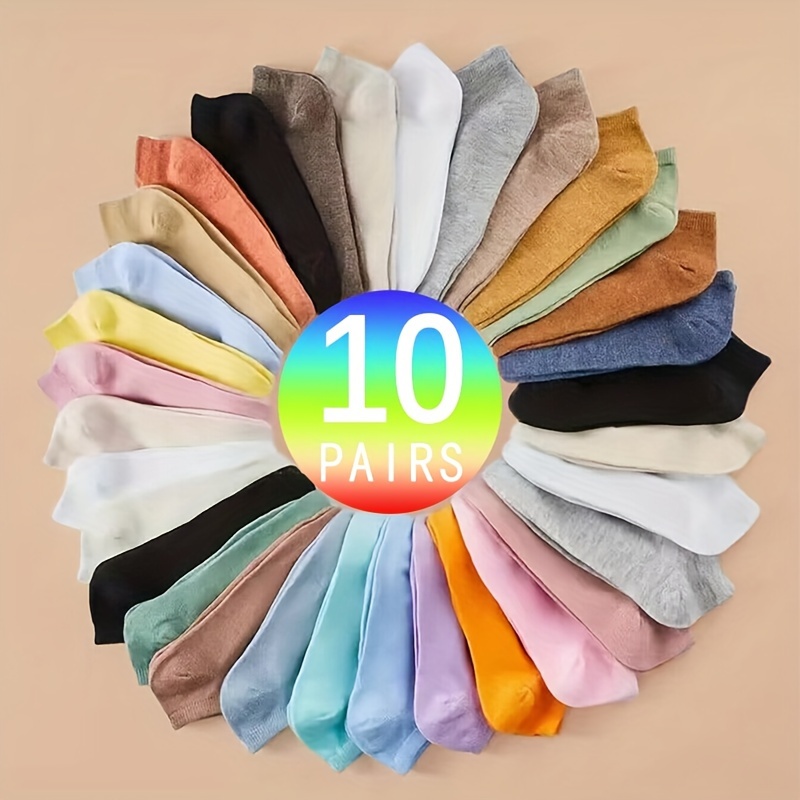 TEMU 10/ Pairs -colored Mid Socks, Style All- Crew Socks, Women's Stockings & Hosiery