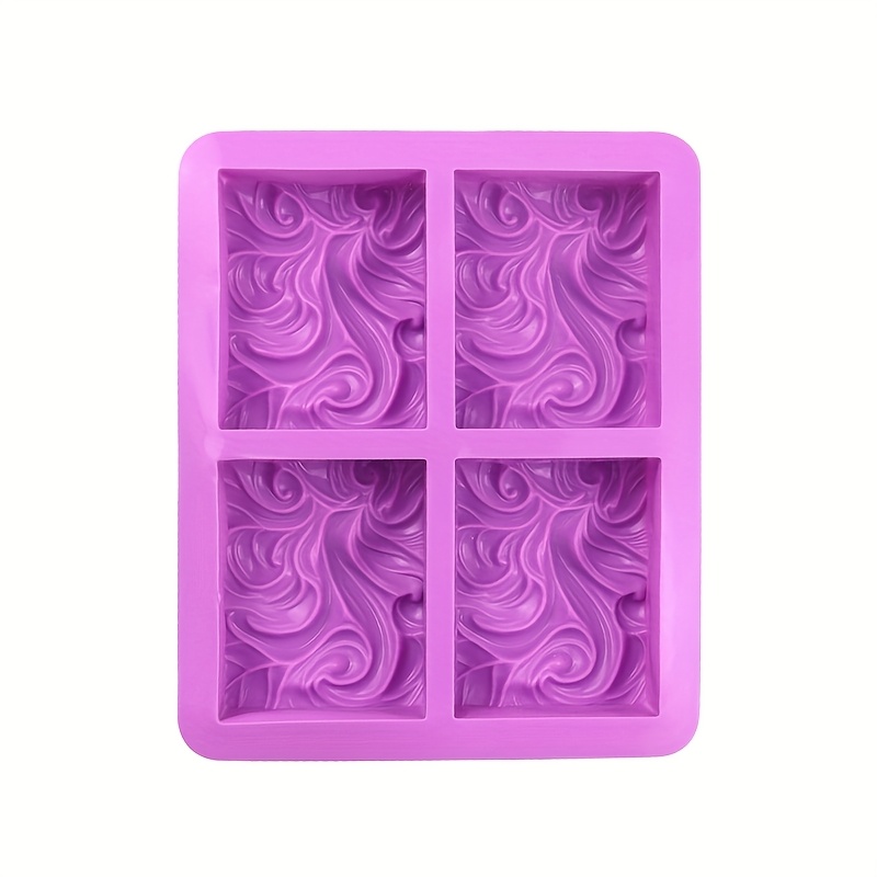 A Silicone Mold With 4 Wave-shaped Designs, Suitable For Soap Making, Featuring A Wave Pattern, Rectangular , Used For Soap Production