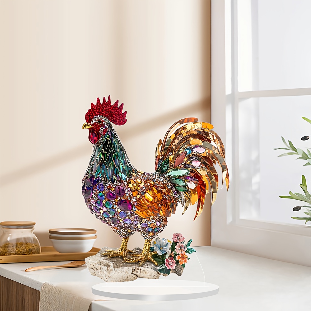 

Crystal Chicken Statue - 2d Acrylic Tabletop Decor, Perfect Gift And Home Decor, Ideal For Valentine's Day And Anniversary