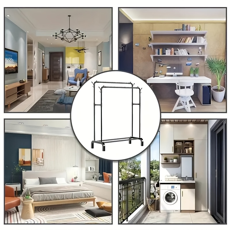 popular   stainless steel multi functional wardrobe clothes rack space saving design easy assembly with shelves and hooks portable clothing rack for balcony dorm bedroom Product details 33