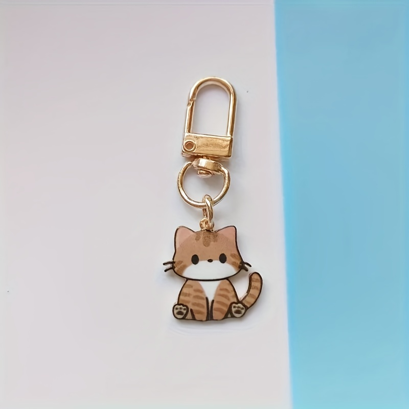 TEMU Fashionable Alloy Cat Keychain - Ladies' Fashionable Backpack Wallet And Couple Cartoon Pendant