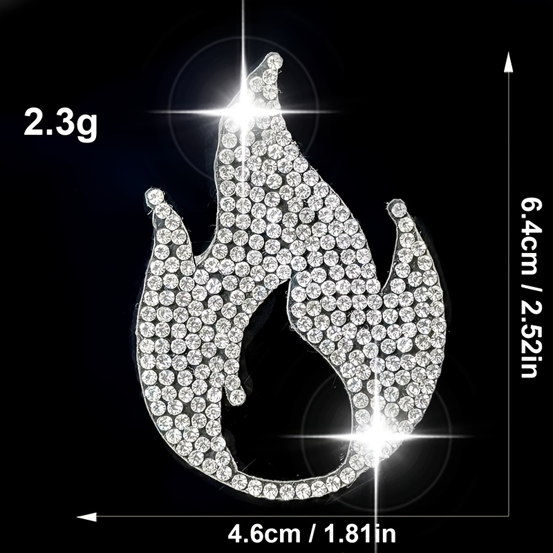 TEMU 1pc Shiny Silvery Diamond Hollow Flame Rhinestone Iron-on Patch, Simple And Elegant Flame Rhinestone Iron-on Transfer Patch, Apparel Accessory