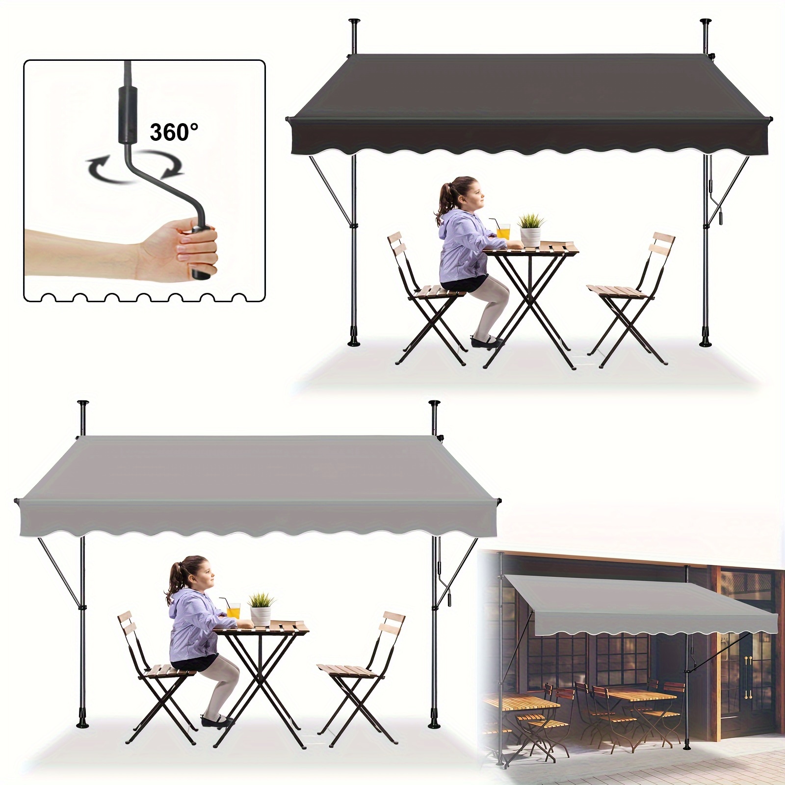 

Fivmen Pop-up Sun Shelter, Adjustable, Waterproof, Uv Protection, All-weather, Grey, 200-350cm