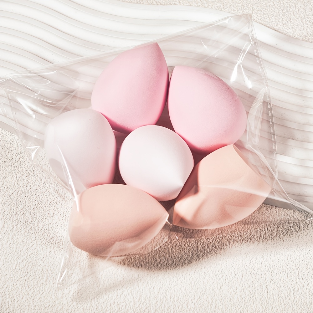 TEMU 6-pack Pastel Makeup Sponge Set, Teardrop Cosmetic For Foundation, Concealer & Powder