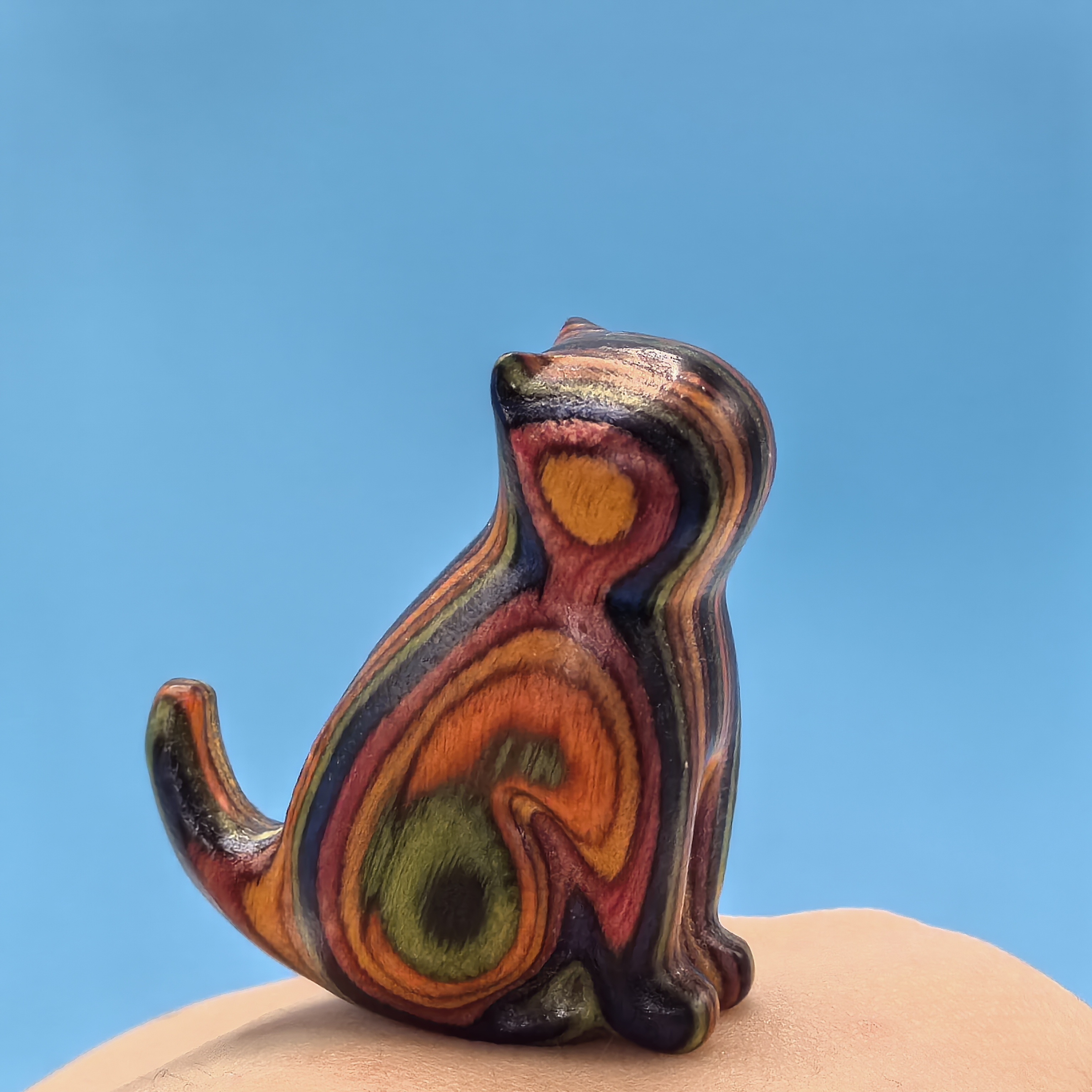 

Charming Wooden Colorful Kitten Figurine - Cute & Creative Home Decor, Perfect Gift For Friends