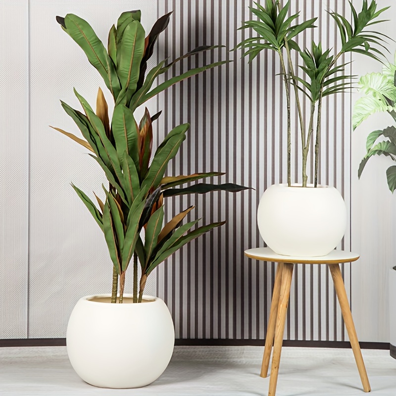 

1pc Pot de fleur rond contemporain en plastique pour une utilisation intérieure et extérieure - Grand pot de plante sphérique en faux pour la décoration de plantes artificielles