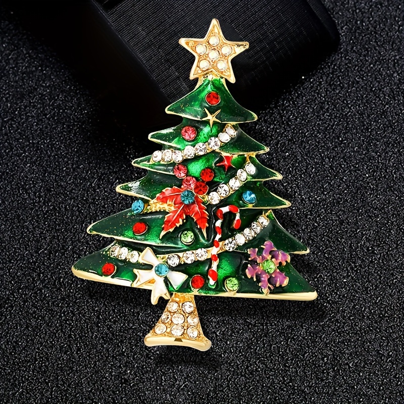   christmas tree brooch pin   alloy fashion accessory for sweaters coats   gift idea details 4
