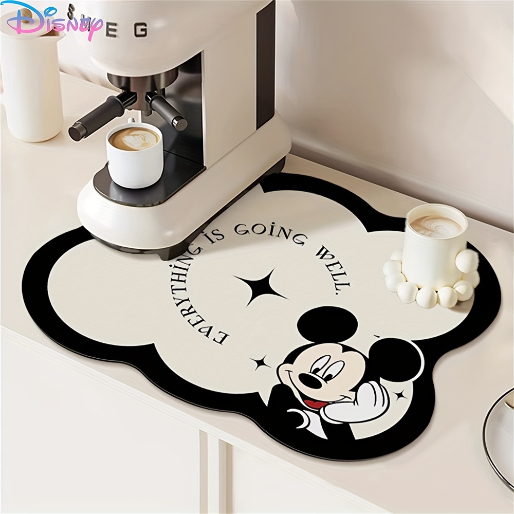 

Disney Coffee Mat, Counter Hidden Stain-resistant Rubber Backing Absorbent Dish Drying Pad, Coffee Machine Accessories, Disney Mickey Espresso Machine Rack Drain Pad - Ume Material