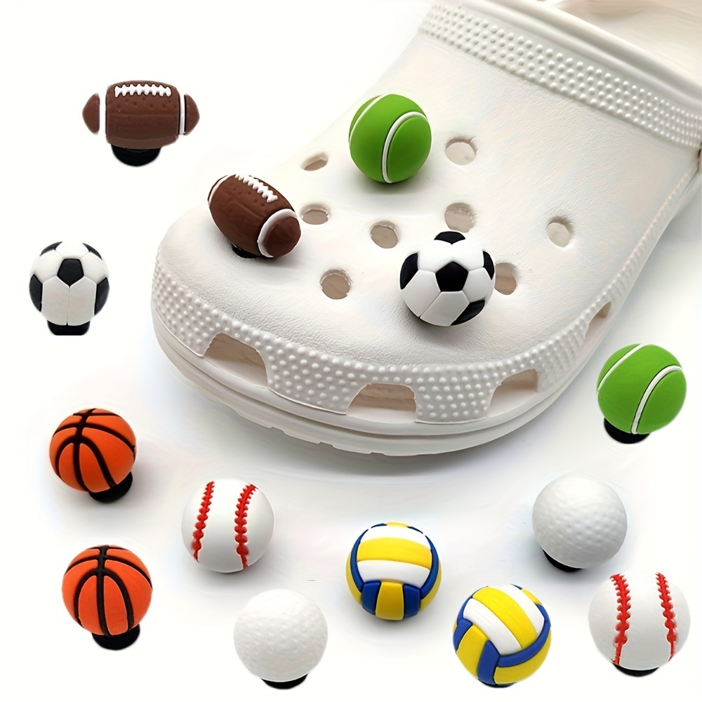 

14-piece Pvc Shoe Charms Set For Boys, Men's Sandals & Slippers, Hollow Design - Football, Basketball, Tennis, Soccer, Baseball, Volleyball Decorations