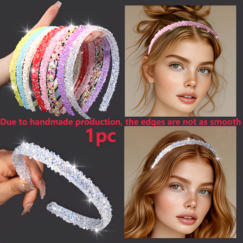 9er Set Glitzer Stirnbänder Für Mädchen & Frauen - Gemischte Farben, Haarband Mit Zähnchen