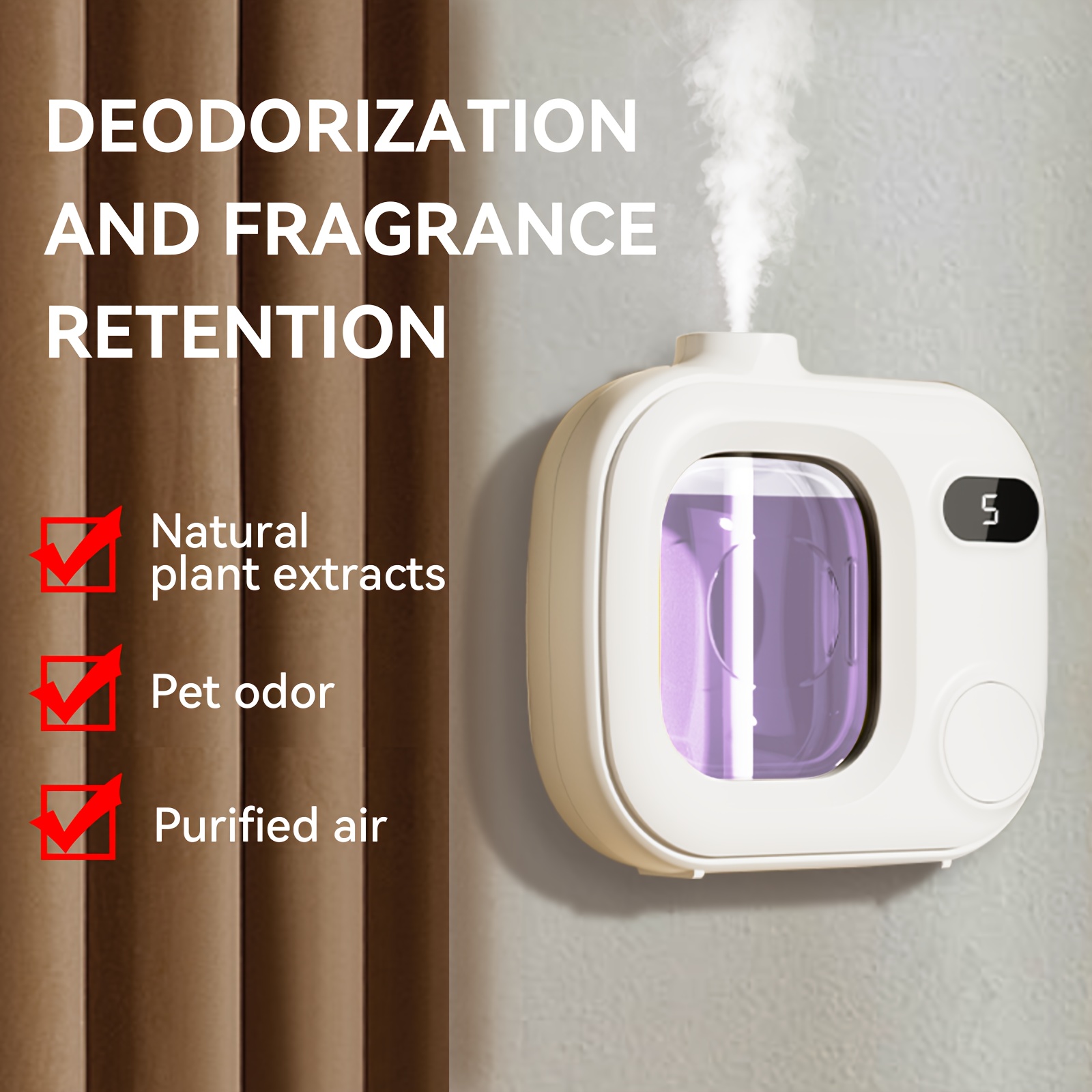 

1pc Automatic Aroma Diffuser Machine - Air With Long-lasting Deodorant, Bedroom, Office, And Toilet Use, Decoration For A Refreshing Atmosphere