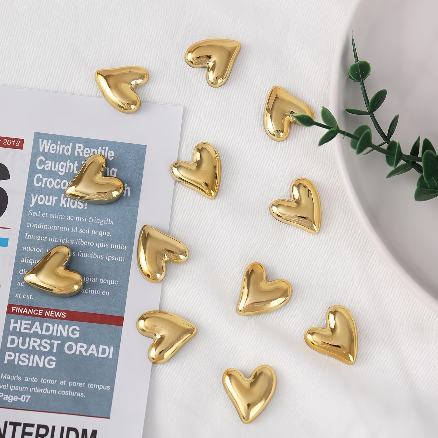 10pcs Refrigerator Magnets, Refrigerator Golden Magnets Small Love Cute Decorative Magnet Set, Heart Magnets, for Home Kitchen Office Whiteboard Decoration, Refrigerator Kitchen Magnets, Valentine'S Day Gifts