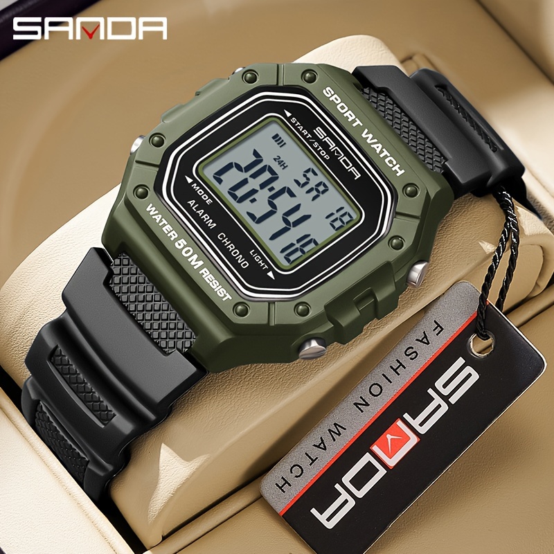 reloj deportivo   para   - elegante reloj electrónico para natación, función de alarma  , diseño cuadrado compacto, resistente  , regalo ideal para las fiestas