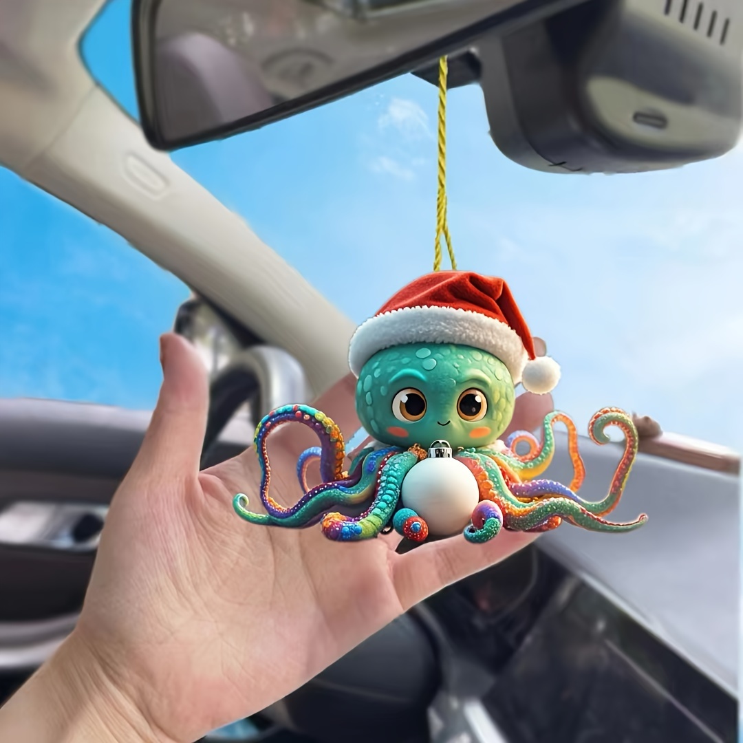 

1pc2d. Christmas Wearing A Hat For Car Decoration Pendant, Keychain Decoration Pendant, Decoration