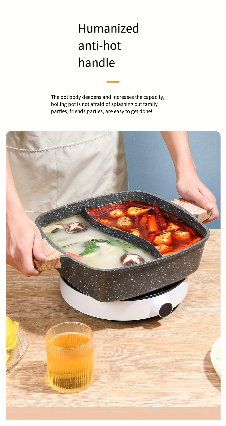 1pc thickened wheat rice stone   duck hot pot integrated non stick hot pot composite bottom household large capacity hot pot non leaking gas stove induction cooker universal cookware details 5